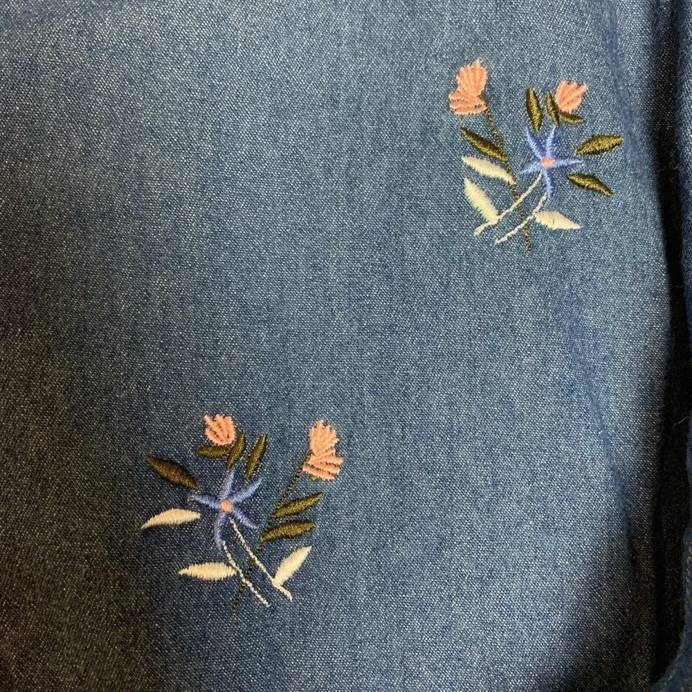 Vintage Mississippi River  Blues Western Cottage Core Denim Button Front Size 2X - Picture 9 of 11
